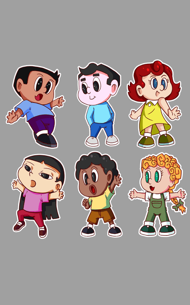 Six Character, Ruby And Friends Sticker
